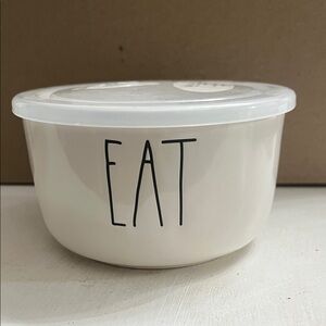 Rae Dunn White Ceramic Bowl with Clear Lid